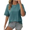 image:imageDokotoo Womens Summer Tops 2026 Oversized Short Sleeve Shirts Casual Loose Lace Patchwork Tshirt Fashion OutfitsCyan
