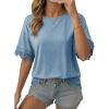 image:imageDokotoo Womens Summer Tops 2026 Oversized Short Sleeve Shirts Casual Loose Lace Patchwork Tshirt Fashion OutfitsSky Blue