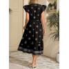 image:imageDokotoo Womens Dresses 2026 Summer VNeck Ruffle Cap Sleeve Empire Waist Flowy Striped Beach Midi Maxi Dress with PocketsBlack Floral