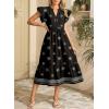 image:imageDokotoo Womens Dresses 2026 Summer VNeck Ruffle Cap Sleeve Empire Waist Flowy Striped Beach Midi Maxi Dress with PocketsBlack Floral