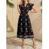 image:imageDokotoo Womens Dresses 2026 Summer VNeck Ruffle Cap Sleeve Empire Waist Flowy Striped Beach Midi Maxi Dress with PocketsBlack Floral