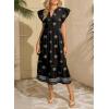 image:imageDokotoo Womens Dresses 2026 Summer VNeck Ruffle Cap Sleeve Empire Waist Flowy Striped Beach Midi Maxi Dress with PocketsBlack Floral