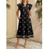 image:imageDokotoo Womens Dresses 2026 Summer VNeck Ruffle Cap Sleeve Empire Waist Flowy Striped Beach Midi Maxi Dress with PocketsBlack Floral