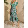 image:imageDokotoo Womens Dresses 2026 Summer VNeck Ruffle Cap Sleeve Empire Waist Flowy Striped Beach Midi Maxi Dress with PocketsGreen Floral