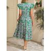 image:imageDokotoo Womens Dresses 2026 Summer VNeck Ruffle Cap Sleeve Empire Waist Flowy Striped Beach Midi Maxi Dress with PocketsGreen Floral