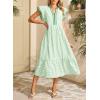 image:imageDokotoo Womens Dresses 2026 Summer VNeck Ruffle Cap Sleeve Empire Waist Flowy Striped Beach Midi Maxi Dress with PocketsMint Green Stripe