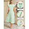 image:imageDokotoo Womens Dresses 2026 Summer VNeck Ruffle Cap Sleeve Empire Waist Flowy Striped Beach Midi Maxi Dress with PocketsMint Green Stripe