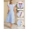image:imageDokotoo Womens Dresses 2026 Summer VNeck Ruffle Cap Sleeve Empire Waist Flowy Striped Beach Midi Maxi Dress with PocketsSky Blue Stripered