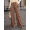 image:imageDOKOTOO Womens Casual High Waisted Jeans Stretch Button Wide Leg Loose Denim Pants with PocketsCoffee