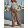 image:imageDOKOTOO Womens Casual High Waisted Jeans Stretch Button Wide Leg Loose Denim Pants with PocketsCoffee