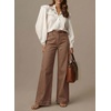 image:imageDOKOTOO Womens Casual High Waisted Jeans Stretch Button Wide Leg Loose Denim Pants with PocketsCoffee