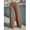 image:imageDOKOTOO Womens Casual High Waisted Jeans Stretch Button Wide Leg Loose Denim Pants with PocketsCoffee