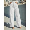 image:imageDOKOTOO Womens Casual High Waisted Jeans Stretch Button Wide Leg Loose Denim Pants with PocketsCream White