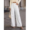 image:imageDOKOTOO Womens Casual High Waisted Jeans Stretch Button Wide Leg Loose Denim Pants with PocketsCream White