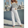 image:imageDOKOTOO Womens Casual High Waisted Jeans Stretch Button Wide Leg Loose Denim Pants with PocketsCream White