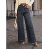 image:imageDOKOTOO Womens Casual High Waisted Jeans Stretch Button Wide Leg Loose Denim Pants with PocketsDirty Blue