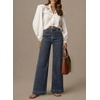 image:imageDOKOTOO Womens Casual High Waisted Jeans Stretch Button Wide Leg Loose Denim Pants with PocketsDirty Blue