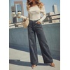 image:imageDOKOTOO Womens Casual High Waisted Jeans Stretch Button Wide Leg Loose Denim Pants with PocketsDirty Blue