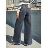 image:imageDOKOTOO Womens Casual High Waisted Jeans Stretch Button Wide Leg Loose Denim Pants with PocketsDirty Blue