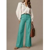 image:imageDOKOTOO Womens Casual High Waisted Jeans Stretch Button Wide Leg Loose Denim Pants with PocketsTurquoise