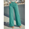 image:imageDOKOTOO Womens Casual High Waisted Jeans Stretch Button Wide Leg Loose Denim Pants with PocketsTurquoise