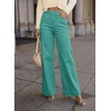 image:imageDOKOTOO Womens Casual High Waisted Jeans Stretch Button Wide Leg Loose Denim Pants with PocketsTurquoise