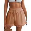 image:imageDokotoo Womens Shorts Summer Casual Loose Elastic Waist Drawstring Lace Boho Beach Cover Up ShortsOrange
