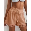image:imageDokotoo Womens Shorts Summer Casual Loose Elastic Waist Drawstring Lace Boho Beach Cover Up ShortsOrange