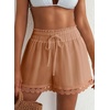 image:imageDokotoo Womens Shorts Summer Casual Loose Elastic Waist Drawstring Lace Boho Beach Cover Up ShortsOrange
