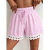 image:imageDokotoo Womens Shorts Summer Casual Loose Elastic Waist Drawstring Lace Boho Beach Cover Up ShortsPink Stripe