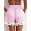image:imageDokotoo Womens Shorts Summer Casual Loose Elastic Waist Drawstring Lace Boho Beach Cover Up ShortsPink Stripe