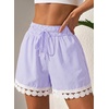 image:imageDokotoo Womens Shorts Summer Casual Loose Elastic Waist Drawstring Lace Boho Beach Cover Up ShortsPurple Stripe