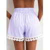 image:imageDokotoo Womens Shorts Summer Casual Loose Elastic Waist Drawstring Lace Boho Beach Cover Up ShortsPurple Stripe