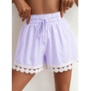 image:imageDokotoo Womens Shorts Summer Casual Loose Elastic Waist Drawstring Lace Boho Beach Cover Up ShortsPurple Stripe