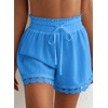image:imageDokotoo Womens Shorts Summer Casual Loose Elastic Waist Drawstring Lace Boho Beach Cover Up ShortsSky Blue