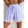 image:imageDokotoo Womens Shorts Summer Casual Loose Elastic Waist Drawstring Lace Boho Beach Cover Up ShortsSky Blue Stripe