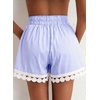 image:imageDokotoo Womens Shorts Summer Casual Loose Elastic Waist Drawstring Lace Boho Beach Cover Up ShortsSky Blue Stripe