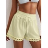 image:imageDokotoo Womens Shorts Summer Casual Loose Elastic Waist Drawstring Lace Boho Beach Cover Up ShortsYellow
