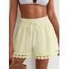 image:imageDokotoo Womens Shorts Summer Casual Loose Elastic Waist Drawstring Lace Boho Beach Cover Up ShortsYellow