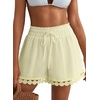 image:imageDokotoo Womens Shorts Summer Casual Loose Elastic Waist Drawstring Lace Boho Beach Cover Up ShortsYellow