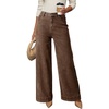 image:imageDOKOTOO Womens Casual High Waisted Jeans Stretch Button Wide Leg Loose Denim Pants with PocketsCoffee