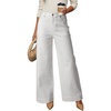 image:imageDOKOTOO Womens Casual High Waisted Jeans Stretch Button Wide Leg Loose Denim Pants with PocketsCream White