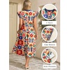 image:imageDokotoo Womens Dresses 2026 Summer VNeck Ruffle Cap Sleeve Empire Waist Flowy Striped Beach Midi Maxi Dress with PocketsApricot Floral
