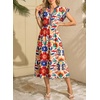 image:imageDokotoo Womens Dresses 2026 Summer VNeck Ruffle Cap Sleeve Empire Waist Flowy Striped Beach Midi Maxi Dress with PocketsApricot Floral