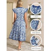 image:imageDokotoo Womens Dresses 2026 Summer VNeck Ruffle Cap Sleeve Empire Waist Flowy Striped Beach Midi Maxi Dress with PocketsBlue Floral