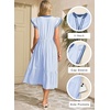image:imageDokotoo Womens Dresses 2026 Summer VNeck Ruffle Cap Sleeve Empire Waist Flowy Striped Beach Midi Maxi Dress with PocketsLight Blue Stripe