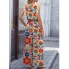 image:imageDokotoo Womens Jumpsuits Crewneck Lace Cap Sleeve Drawstring High Waist Wide Leg Casual Rompers with PocketsFloral Orange
