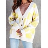 image:imageDokotoo Cardigan Sweaters for Women Long Sleeve Cable Knit Plaid Cardigan  Fall Outfits for Women Early Fall Fashion Cute V Neck Loose Button Down Coats Checkered Pattern Soft Lightweight TopsYellow