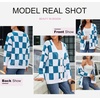 image:imageDokotoo Cardigan Sweaters for Women Long Sleeve Cable Knit Plaid Cardigan  Fall Outfits for Women Early Fall Fashion Cute V Neck Loose Button Down Coats Checkered Pattern Soft Lightweight TopsBlue