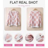 image:imageDokotoo Cardigan Sweaters for Women Long Sleeve Cable Knit Plaid Cardigan  Fall Outfits for Women Early Fall Fashion Cute V Neck Loose Button Down Coats Checkered Pattern Soft Lightweight TopsPink